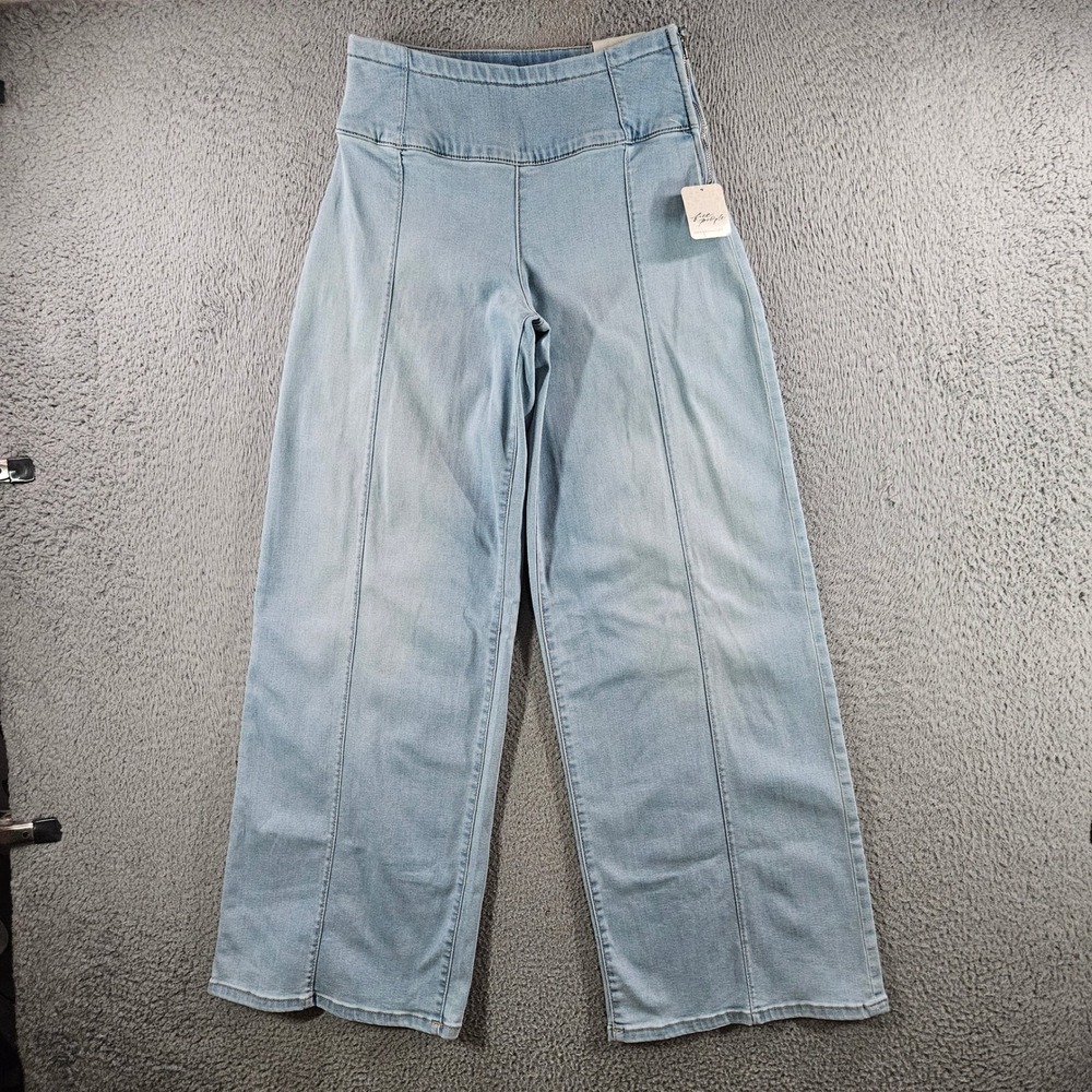 Free People We The Free Sky High Wide Leg Jeans Light Wash Blue Size 25 NWT